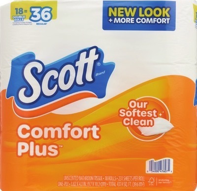 Scott bath tissue 12 roll, Comfort Plus 18 double roll or paper towels 6 double rollAlso get savings with $1.00 Digital mfr coupon + Buy 2 get $5 ExtraBucks Rewards WITH CARD