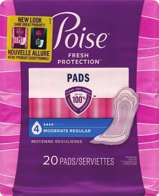 Poise Ultra Thin pads 18-28 ct., Original pads 16-24, 30 ct., daily liners 24-48 ct. or microliners 50-54 ct.$3.00 Digital mfr coupon + Buy 2 get $3 ExtraBucks Rewards®⯁ WITH CARD