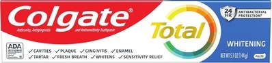 Colgate Optic White, Plaque, Sensitive 3 oz & up, Total 5.1 oz & up toothpaste, hello toothpaste, Tom's of Maine toothpaste or mouthwashDigital mfr coupon + Buy 2 get $6 ExtraBucks Rewards®♦