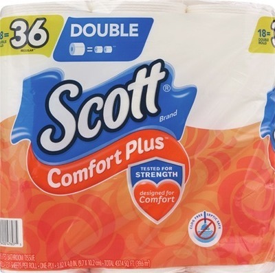 Scott bath tissue 12 roll, Comfort Plus 18 double roll or paper towels 6 double rollAlso get savings with Digital mfr coupon + Spend $30 get $10 ExtraBucks Rewards®