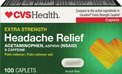 CVS Health headache, migraine, tension relief 100 ct. or larger.Spend $15 get $5 ExtraBucks Rewards® WITH CARD