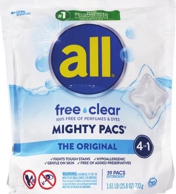 all free & clear laundry detergent 88 oz or Mighty Pacs 39 ct.Also get savings with Spend $30 get $10 ExtraBucks Rewards®♦