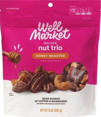 Well Market mixed nuts 15-16 oz, cashews 16 oz or pistachios 12-24 oz.Also get savings with spend $20 get $5 ExtraBucks Rewards®