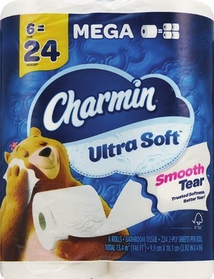 Charmin Ultra 6 mega roll, Bounty Select-A-Size 3 double rolls or 2 triple rolls.Also get savings with Digital mfr coupon + spend $30 get $10 ExtraBucks Rewards®