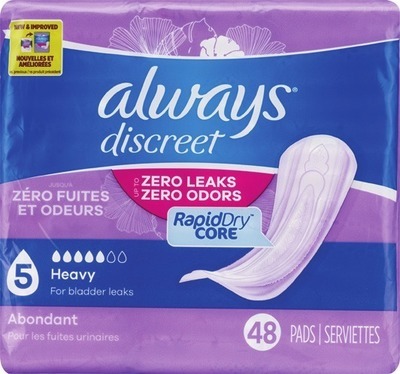 Always Discreet pads 20-66 ct. or pants 9-19 ct$2.50 Digital mfr coupon + Spend $40 get $10 ExtraBucks Rewards®♦ WITH CARD