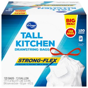 Save $2.00 on Kroger Strong-Flex Tall Kitchen 13 Gallon Drawstring Bags
