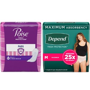 Save $3 on any ONE (1) pkg of Poise® OR Depend® Products