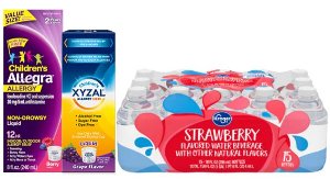 Buy 1 Allegra or Xyzal Kids allergy item, Get 1 Kroger 15pk Flavored Water FREE