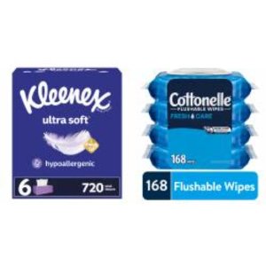 Save $1.00 on Kleenex Bundles or Cottonelle Flushable Wipes