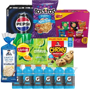 Save 20% on Pepsi 24pk, Aquafina 32pk, Gatorade 12pk, Frito-Lay 18ct, Quaker PICKUP OR DELIVERY ONLY