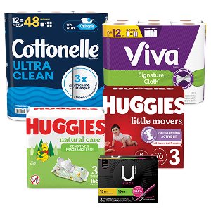 Spend $50 Save $15 on Cottonelle, Kleenex, Huggies, Pull-Ups, Viva, Scott PICKUP OR DELIVERY ONLY