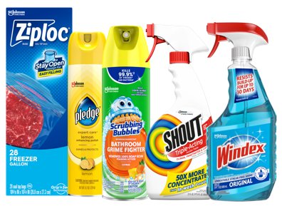 Save 20% on Ziploc, Pledge, Scrubbing Bubbles, Shout and Windex PICKUP OR DELIVERY ONLY