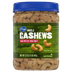 Save $1.00 on Kroger Whole Seasalt Cashews