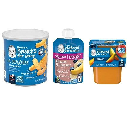 Save $5.00 when you spend $25.00 in a single purchase on Gerber® Baby Food & Snacks (excludes formula)