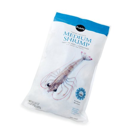 $1.00 Off The Purchase of One (1) Publix White Shrimp Medium, 41 to 50 per Pound, Responsibly Sourced, Farmed, Frozen, 24-oz pkg.