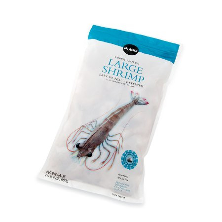 $1.00 Off The Purchase of One (1) Publix White Shrimp Large, 31 to 35 per Pound, Responsibly Sourced, Farmed, Frozen, 24-oz pkg.