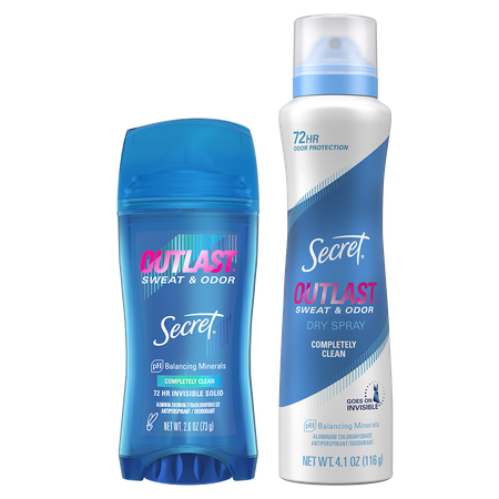 Save $1.00 on ONE Secret Fresh, Secret Outlast, Secret Aluminum Free OR Secret Dry Sprays (excludes Clinical, and trial/travel size).