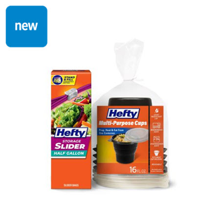 Save $1.00 on any TWO (2) Hefty 1/2 Gallon Slider Bags and Multi-Purpose Cups