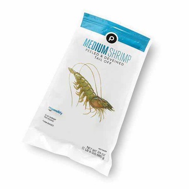 Publix Peeled & Deveined White ShrimpBuy 1 Get 1 FREEFree item of equal or lesser price.
Medium, 51 to 60 per Pound, Responsibly Sourced, Farmed, Frozen, 24-oz pkg.