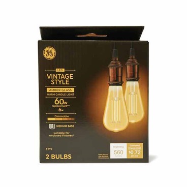 General Electric LED Light BulbsBuy 1 Get 1 FREEFree item of equal or lesser price.
Vintage: ST19 Amber or Clear, 60-Watt or Candelabra Amber, 40 or 60-Watt, 2-ct. pkg.