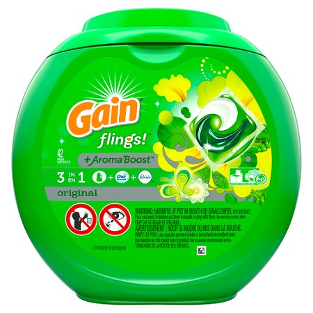 Save $2.00 on ONE Gain Flings Laundry Detergent 31 ct (excludes Gain Liquid/Powder Laundry Detergent, Gain Essential Oils, Gain Liquid Fabric Softener