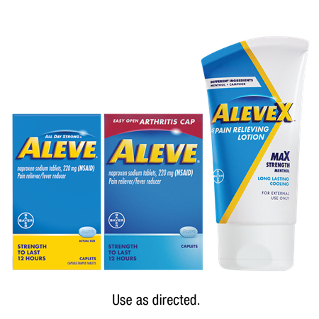 Save $4.00 on any ONE (1) Aleve® product 80ct or larger or AleveX™ (excludes Aleve-D®)