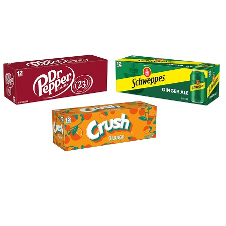 Save $1.00 on TWO (2) Crush, Schweppes or Dr. Pepper 12-pack cans, any flavor