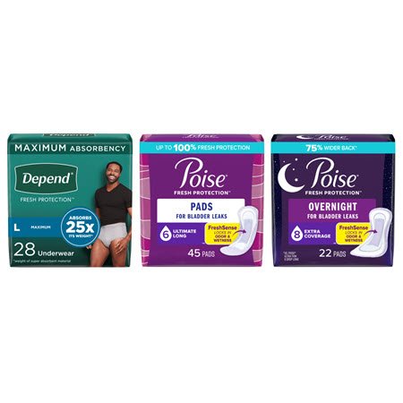 Save $3.00 on any ONE (1) package of Depend® Underwear 12-32-ct. or Guards 52-ct. or Poise® Pads 22-66-ct.