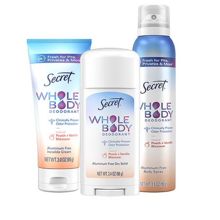 Save $2.00 on ONE Secret Whole Body Deodorants (excludes trial/travel size).