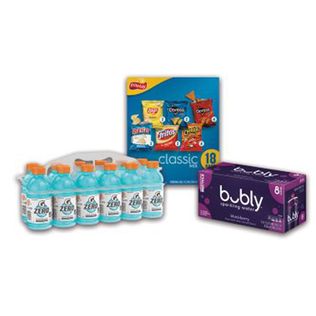 Save $3.00 on any THREE(3) bubly® 8pk, Gatorade® multi-pack, and/or Frito-Lay® Variety Packs 15ct or greater