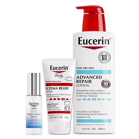 Save $3.00 on any ONE (1) Eucerin® Body, Baby, Face or Sun Product (Excludes travel/trial, Body Products under 5oz and Radiant Tone)