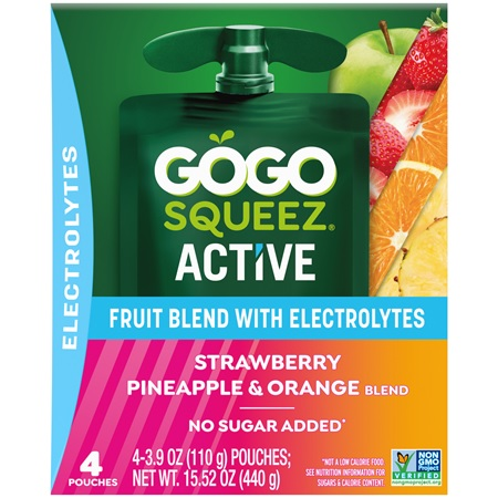 Save $1.00 any ONE (1) 4ct GoGo squeeZ Active Fruit Blend with Electrolytes Product