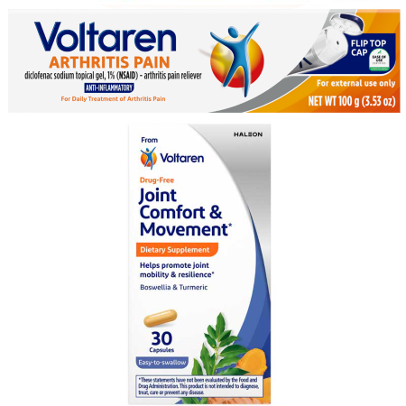 Save $2.50 on any ONE (1) Voltaren Arthritis Pain Gel 50-100g or supplements