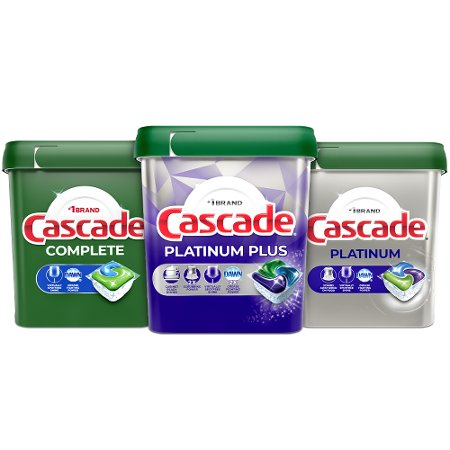 Save $2.00 on ONE Cascade Platinum Plus 21-38ct, Platinum 27-48ct, OR Complete 38-43ct Dishwashing Detergent (exclude Cascade 52+ct tubs and travel/tr