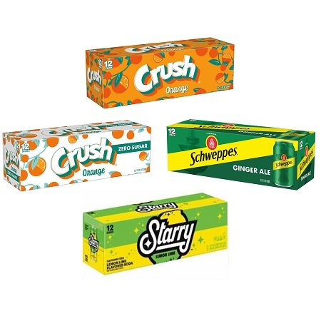 SAVE $1.00 on TWO (2) 12-pack cans of any flavor* (Reg. or Zero Sugar) Crush, Schweppes, Starry or Mug Root Beer *Flavors subject to availability