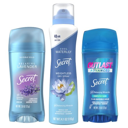 Save $1.00 on ONE Secret Fresh, Secret Outlast, or Secret Dry Sprays (excludes trial/travel size).