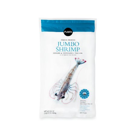 $1.00 Off The Purchase of One (1) Publix Peeled & Deveined White Shrimp Jumbo, 21 to 30 per Pound, Responsibly Sourced, Farmed, Frozen, 24-oz pkg.