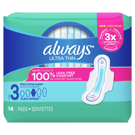 Save $3.00 on TWO Always Maxi and Ultra Thin Pads (14-or higher), Always Radiant, Infinity or Pure Cotton Pad (18-or higher), Always Liners (30 ct or