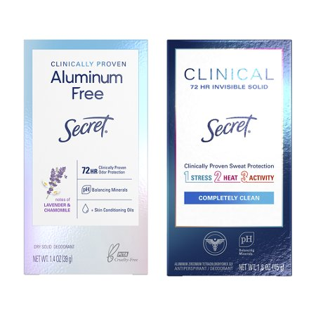 Save $5.00 on THREE Secret Clinical or Secret Clinically Proven Aluminum Free (excludes trial/travel size).