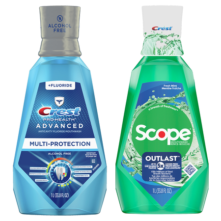 Save $2.00 on TWO Crest OR Scope Mouthwash 473mL (16 oz) or larger OR Scope Squeez Mouthwash Concentrate 50 mL (excludes 3DWhite, Pro-Health Advanced