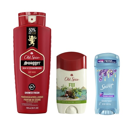 $3.00 OFF TWO Secret, Old Spice or Gillette Deodorant 1.6-7.6 oz, Olay or Old Spice Body Wash or Body Lotion 17-33.4 oz and/or Olay Bar Soap 6 ct