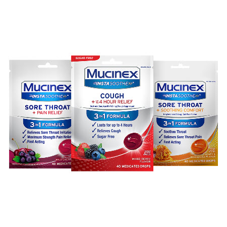 Save $1.00 On Any ONE (1) Mucinex® InstaSoothe™ Sore Throat Drops or Spray