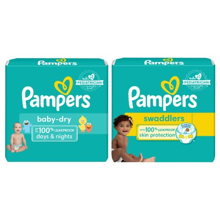 Save $3.00 on TWO Jumbo BAGS Pampers Swaddlers, Pure OR Baby Dry Diapers.
