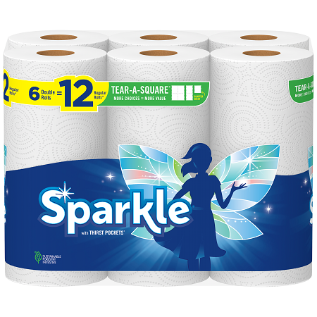 Save $1.00 on any ONE (1) package of Sparkle® Paper Towels, 6 Roll or larger