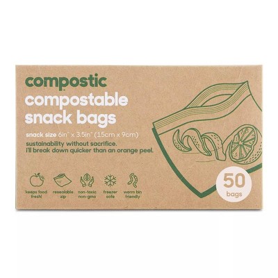 Buy 1, get 1 50% off Compostic 100% compostable snack bags - 50ct