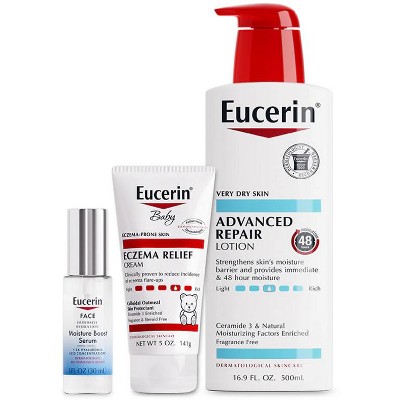 SAVE $3.00 on any* ONE (1) Eucerin® Body, Baby, Sun or Face Products. *Excludes travel/trial, Body Products under 5oz, and Radiant Tone products.