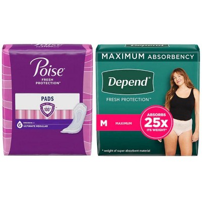 Save $3.00 on any ONE (1) package of Poise® Pads or Liner Product OR any Depend® Products (8 ct or larger). Not valid on One™ by Poise®, Poise® Impressa® products or 14-26 ct liners/10 ct pads