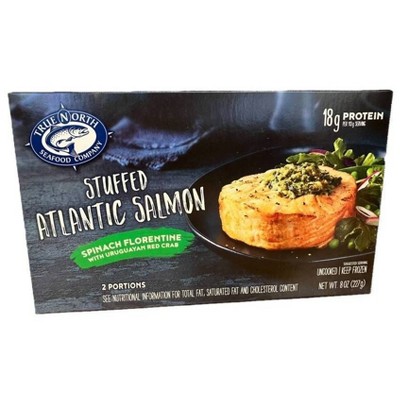 $6.99 price on True North stuffed Atlantic salmon spinach florentine - frozen - 8oz