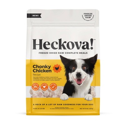 $14.99 price on 8-oz. Heckova! freeze-dried chicken & beef dry dog food