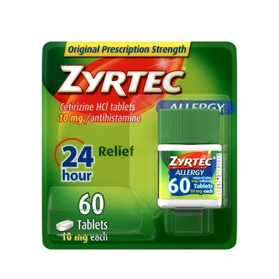 $3 off 60-ct. Zyrtec 24 hour allergy relief tablets cetirizine HCl